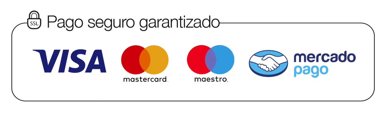 Pago seguro garantizado: Visa, Mastercard, Maestro y Mercado Pago